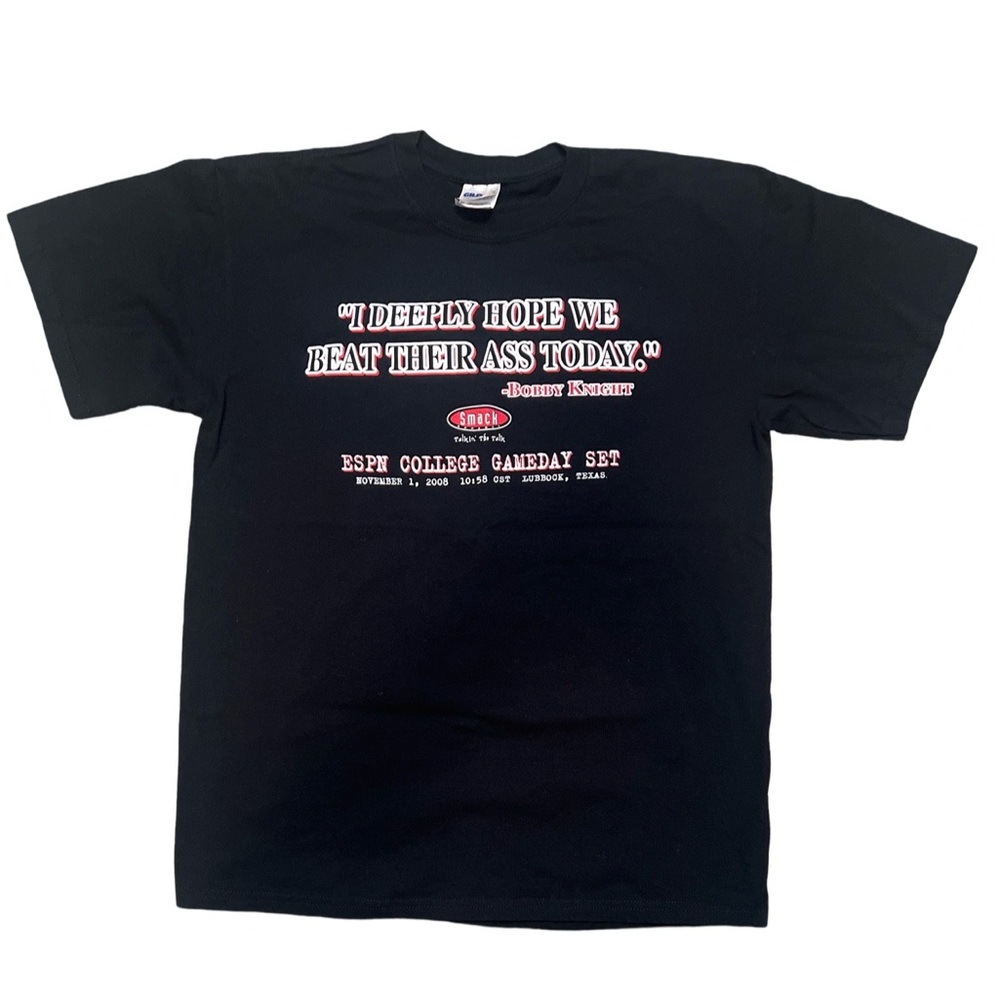 NWOT Bobby Knight Texas Tech Black Size Medium 2008 ESPN Game Day Tee